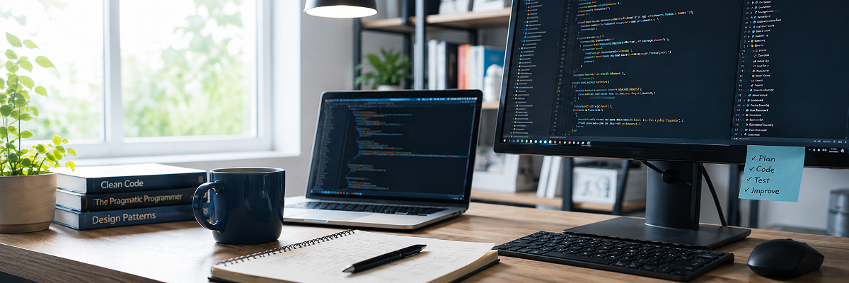 プログラミングとソースコードを表現したイメージ